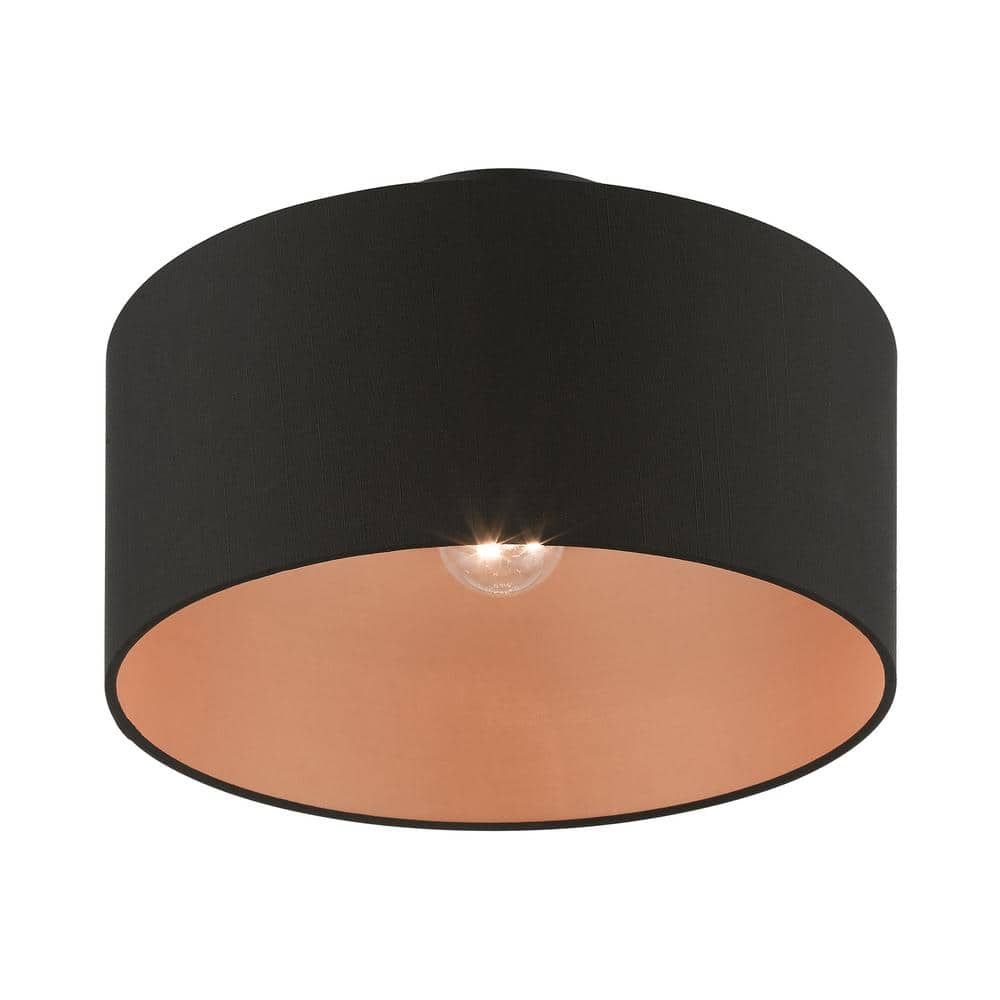 Sentosa Black Steel Drum LED Semi-Flush Mount for Indoor/Outdoor