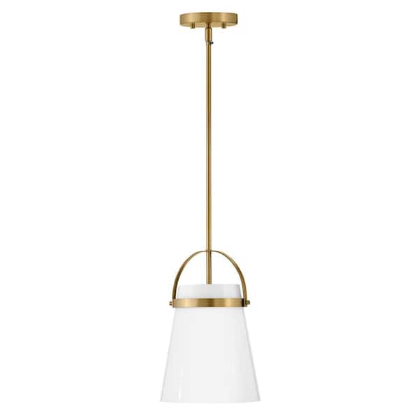 Tori Convertible Lacquered Brass+ Cased Opal Glass Pendant Light