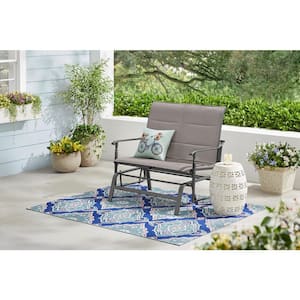 Ashbury 2-Person Pewter Steel Padded Sling Outdoor Glider