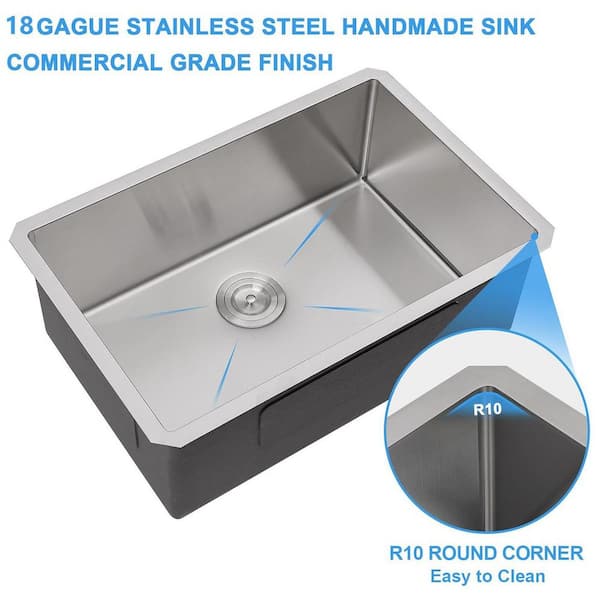 LANDOLT 27 in. Undermount Single Bowl 18-Gauge 304 Stainless Steel