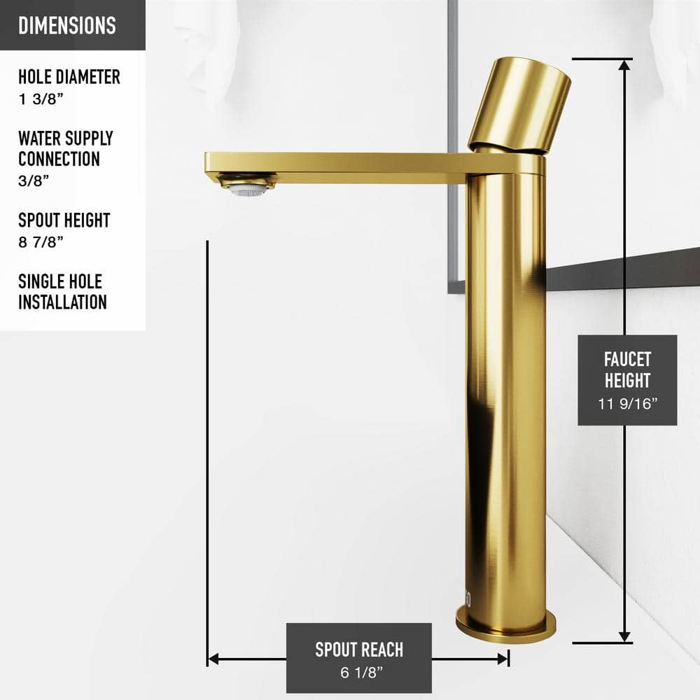 Gotham Matte Brushed Gold Single-Handle Vessel Bathroom Faucet