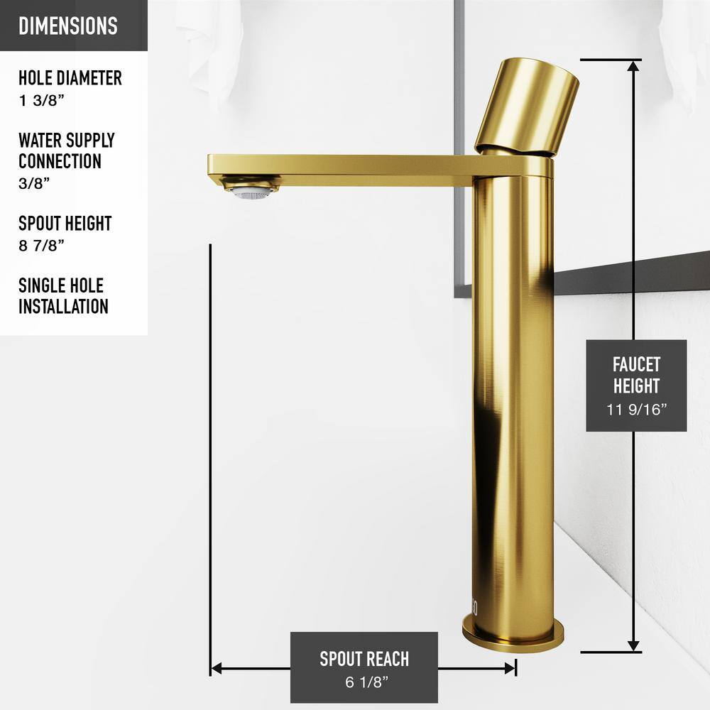 Montauk Matte White Stone Round Vessel Sink with Gold Faucet