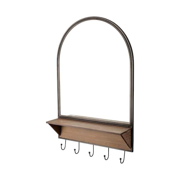Mercana Medium Oval Brown Shelves & Drawers Modern Mirror (30.1 in. H x 19.7 in. W)