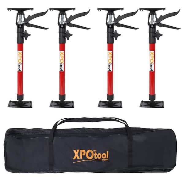 4-Pack Red Steel Adjustable Support Pole Jack Post Hand Support System, Extends from 20 in. to 45 in. with Carrry Bag