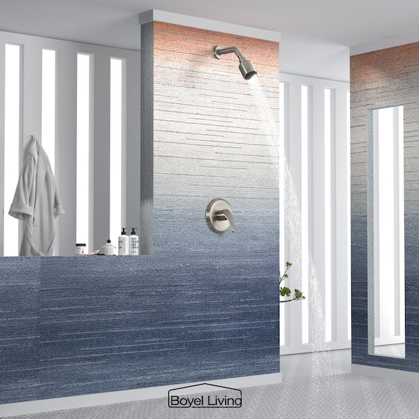 1-Spray Patterns with 4.1 GPM 2.52 in. Wall Mount Rain Fixed Shower Head with Single Lever Handle in Brushed Nickel