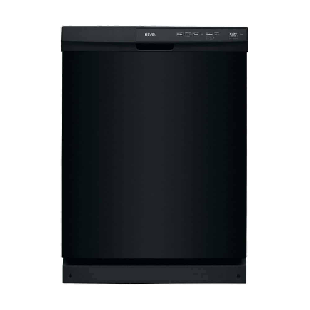 Bevoi 24 in. Black Front Control Dishwasher with Stainless Steel Tub
