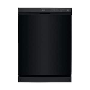 24 in. Black Front Control Dishwasher with Stainless Steel Tub