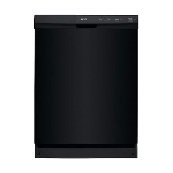 Bevoi 24 in. Black Front Control Dishwasher with Stainless Steel Tub