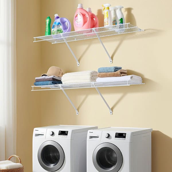 Wire Shelf Kit, 4 ft., Set of 2, Wall Mounted Wire Shelves, Heavy-Duty Carbon Steel Hanging Shelf, Floating Wall Shelves