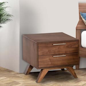 Brown 2-Drawer 16 in. Wooden Nightstand