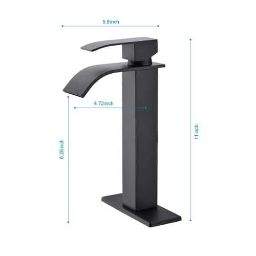 Matte Black Stainless Steel Waterfall Spout Single Handle Bathroom Faucet