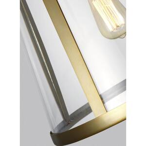 Harrow 16 in. W. 1-Light Burnished Brass Pendant with Clear Glass Shade