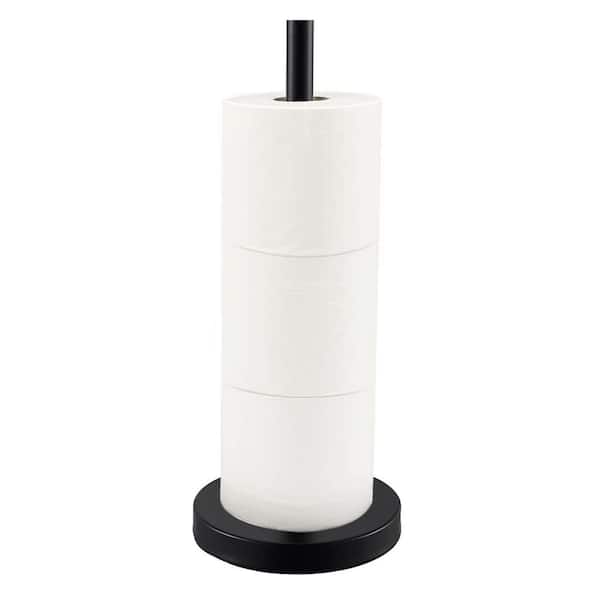 Freestanding Bath Toilet Paper Holder Tissue Roll Storage Stand Hand Towel Bar Stainless Steel in Matte Black