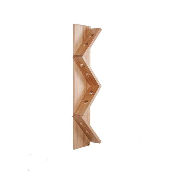 35.5 in. Floor Vertical Z Brown Walnut Natural Pine Wine Rack with 8 Wine Bottle Holders