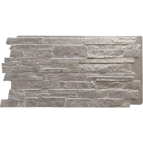 Ekena Millwork Acadia Ledge 49 in. x 1 1/4 in. Grey Granite Stacked Stone, StoneWall Faux Stone Siding Panel