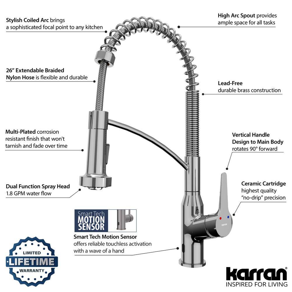 Chrome Pull-Down Touchless Kitchen Faucet with Spray