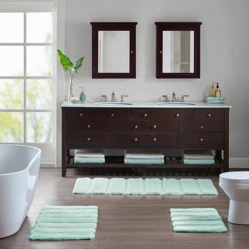 Tufted Pearl Channel 24 in. x 58 in. Seafoam Polyester Runner Bath Rug price history on PriceWatchPro