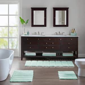 Tufted Pearl Channel 24 in. x 58 in. Seafoam Polyester Runner Bath Rug