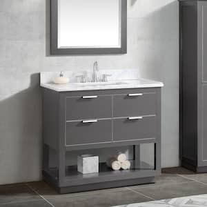 Allie 37 in. W x 22 in. D Bath Vanity in Gray with Silver Trim with Marble Vanity Top in Carrara White with Basin