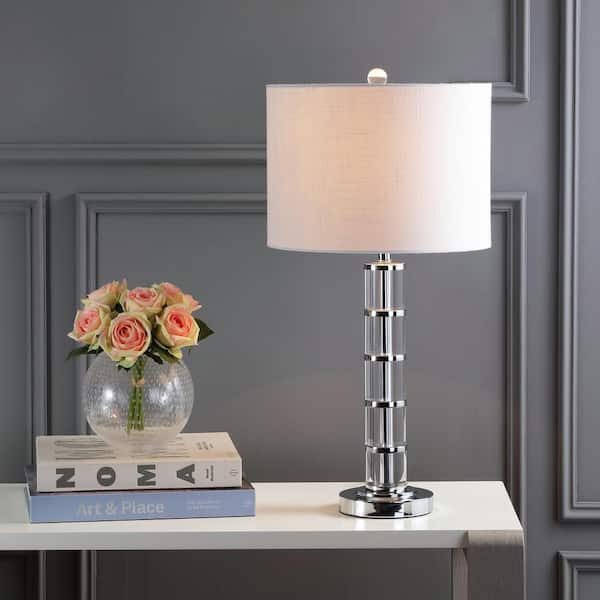 JONATHAN Y Hailey 26 in. Clear/Chrome Crystal Table Lamp