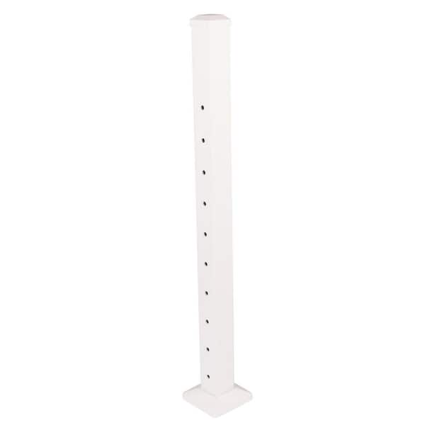 Cable Rail 2-1/2 in. x 2-1/2 in. x 39 in. Textured White Aluminum End Post for Cable Railing System