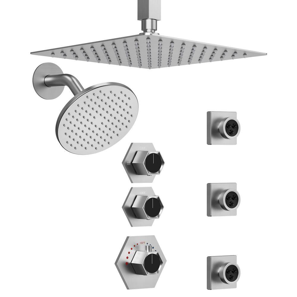 GRANDJOY Module Switch His and Hers Shower 5Spray Patterns with 2.5