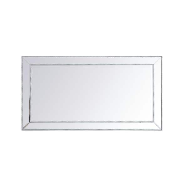 Unbranded Timeless Home 60 in. W x 32 in. H x Contemporary Frameless Rectangle Antique Silver Mirror