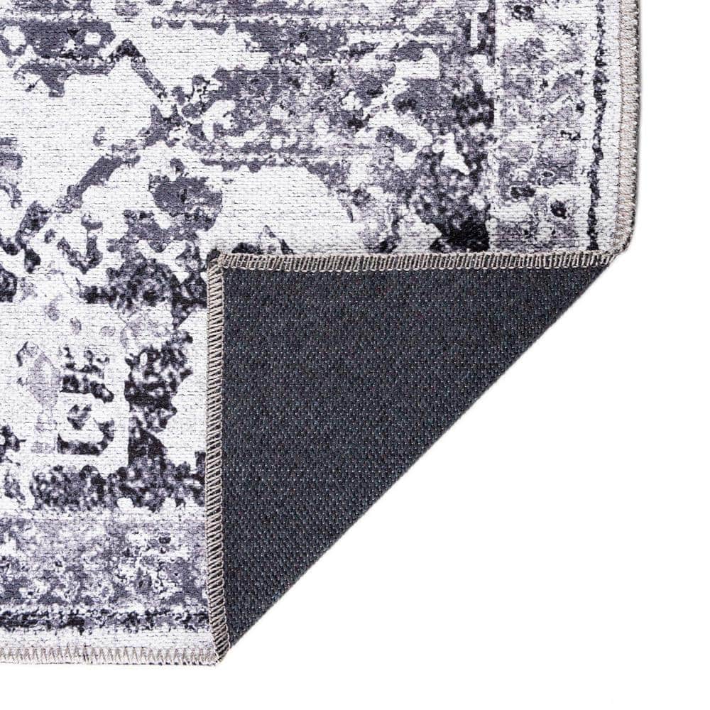 Light Gray Medallion Square Easy-Care Synthetic Rug