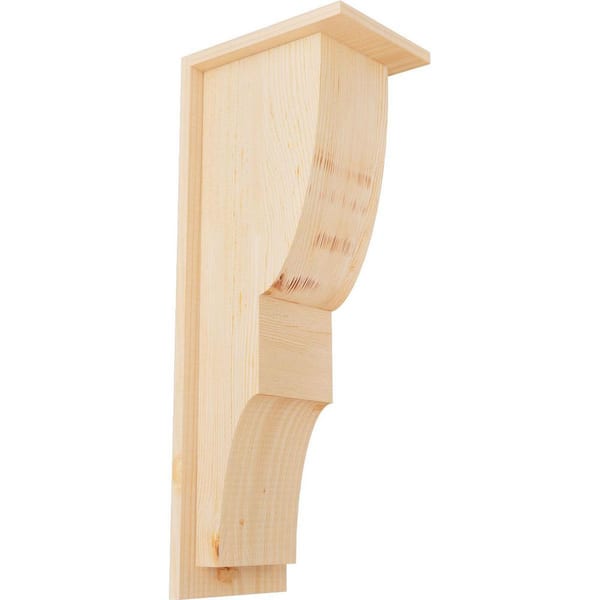 Ekena Millwork 7-1/2 in. x 10 in. x 26 in. Douglas Fir Ridgewood Smooth Corbel with Backplate