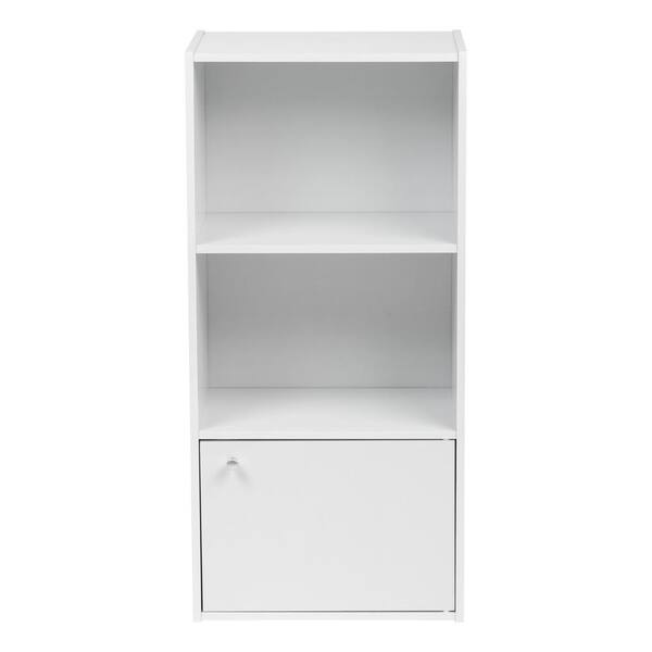 Iris 34 67 In White Faux Wood 3 Shelf, White Wood 3 Shelf Bookcase