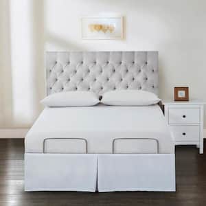 15 in. Drop White Full Bed Skirt Adjustable Wraparound Tailored