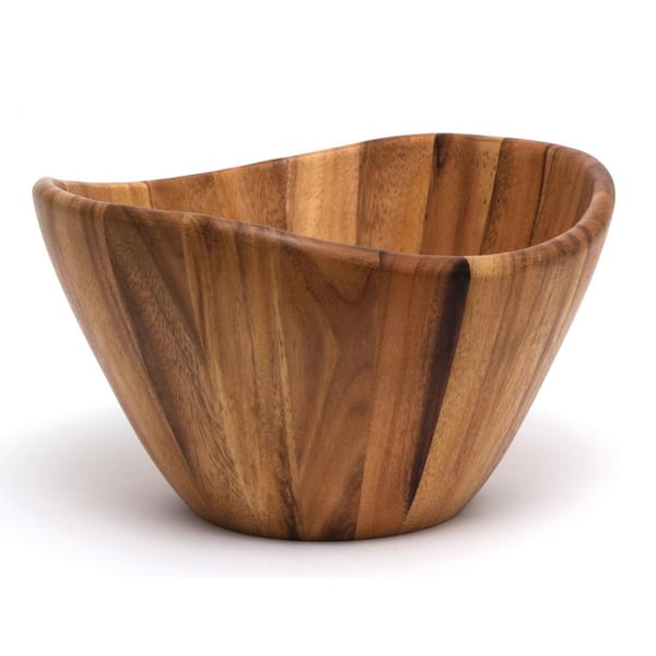 Lipper Acacia 12 in. Wavy Rim Bowl