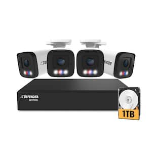 Sentinel AI 4K Ultra HD Wired NVR 8 Channel Security Camera System with 4 POE Cameras AI Human Detection and Mobile App