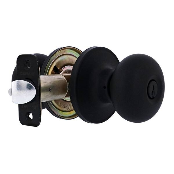 Defiant Round Matte Black Keyed Entry Door Knob TFX900B - The Home