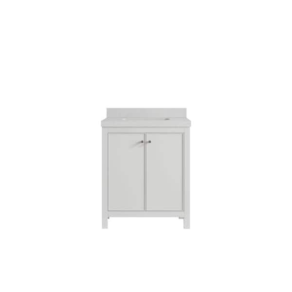 Willow Collections Chicago 30 in. Single Sink Freestanding White Bath Vanity with Carrara Qt. Top Unassembled