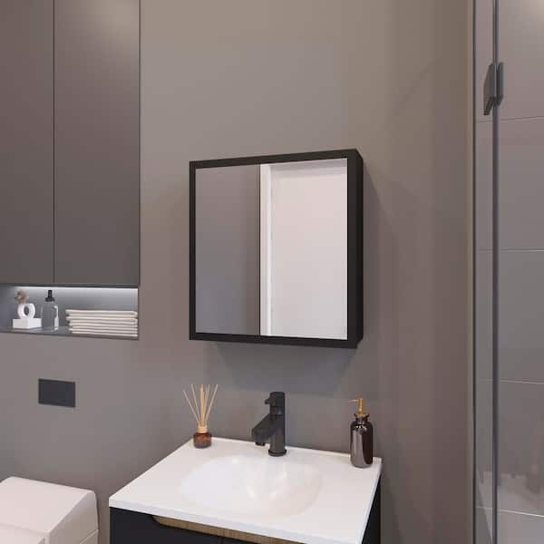 Blisstyle Black 19.7 in. W x 21.1 in. H Farmhose Rectangle MDF Framed Mirror Wall Mirror Bathroom Vanity Mirror