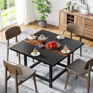 Roesler Vintage Black and Brown Engineered Wood 39.3 in. 4 Legs Square Dining Table Seats 4