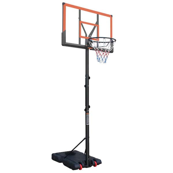Sudzendf Orange 44 in. W Portable Basketball Hoop with Wheels, Adjustable Height 5.73 ft. to 10 ft.