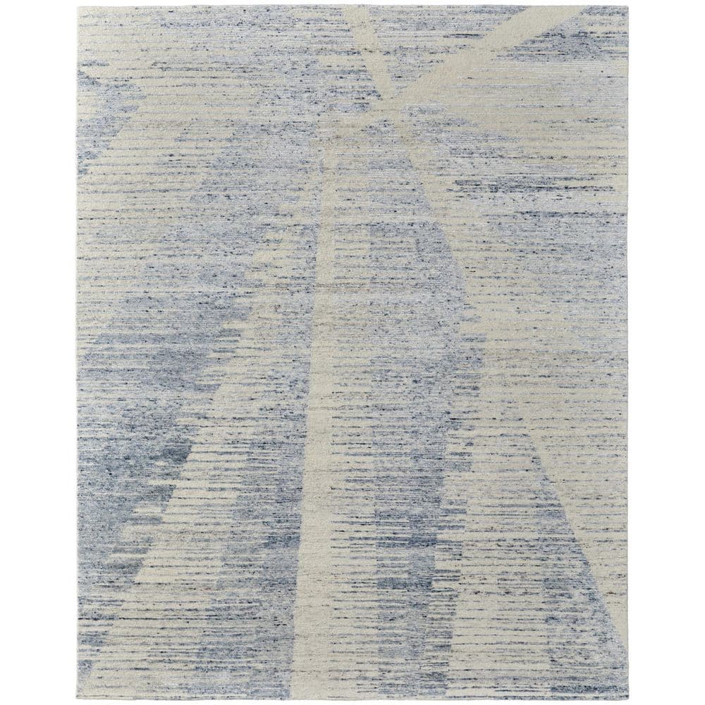 9 ft. x 13 ft. Ivory Blue And Silver Abstract Hand Knotted Distressed Area Rug price history on PriceWatchPro