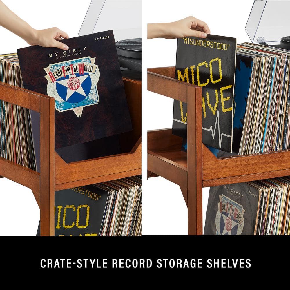 Asheville Walnut Mid-Century Modern Record Storage Console