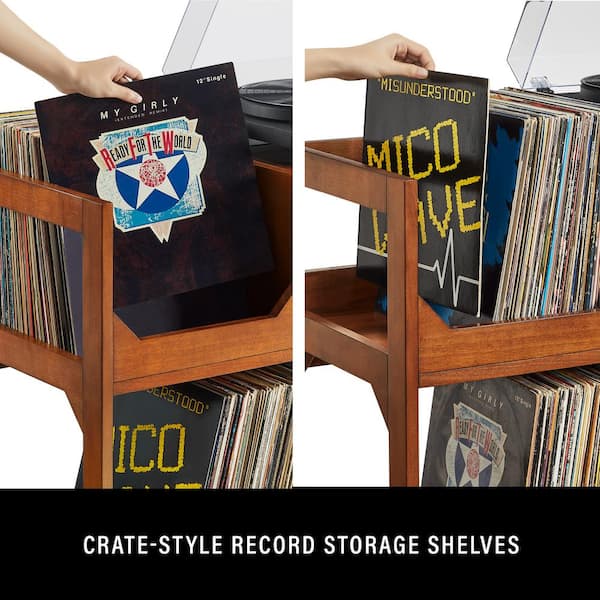 CROSLEY FURNITURE Asheville Walnut Large Record Storage Console