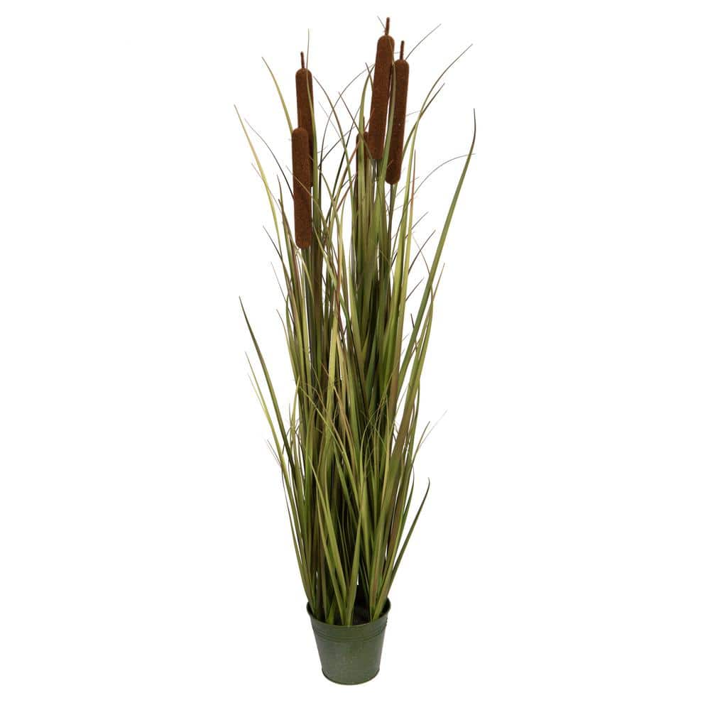 48" Green and Brown Artificial Grass Arrangement in Iron Pot
