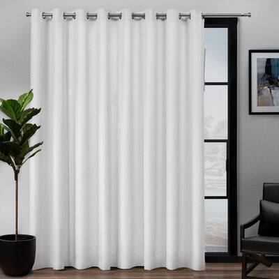 Loha Winter White Solid Polyester 108 in. W x 96 in. L Grommet Top, Light Filtering Curtain Panel (Set of 2)