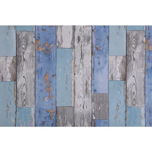 Dundee Deco Planks Blue, Teal, Grey Vinyl Strippable Roll (Covers 26.6 sq. ft.)