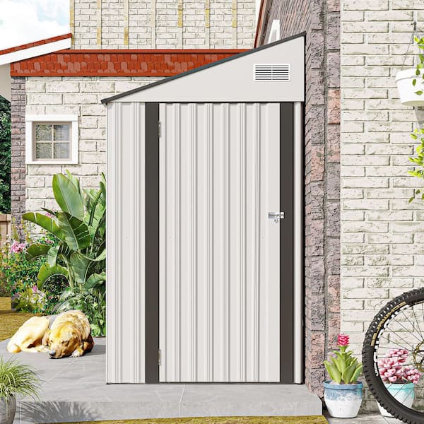 White 4 ft. W x 8 ft. D Metal Shed with Single Hinge Door and Vents (32 sq. ft.)