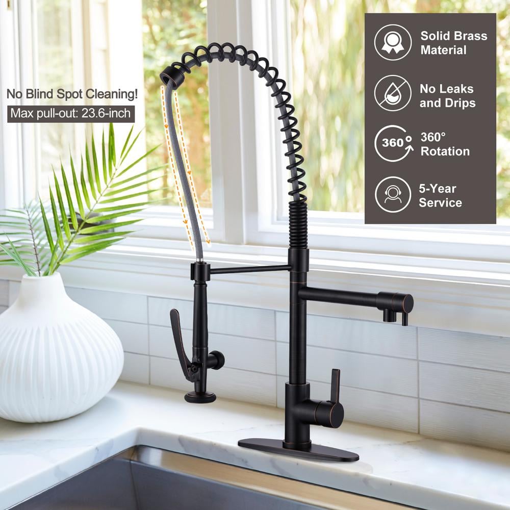 Oil Rubbed Bronze Single Handle Pull Out Sprayer Kitchen Faucet