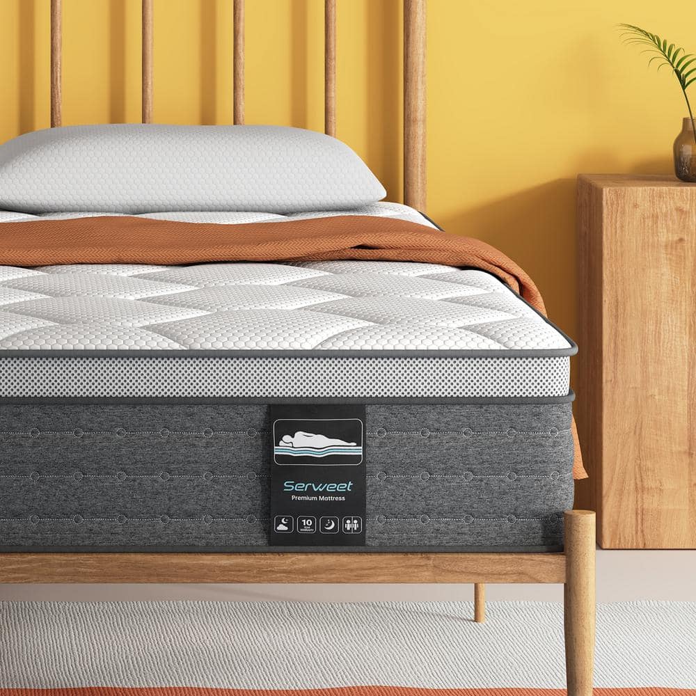 Serweet Full Medium Firm Breathable Memory Foam Hybrid 5-Zone Pocketed Built in Spring Pillow Top 8 in. Mattress