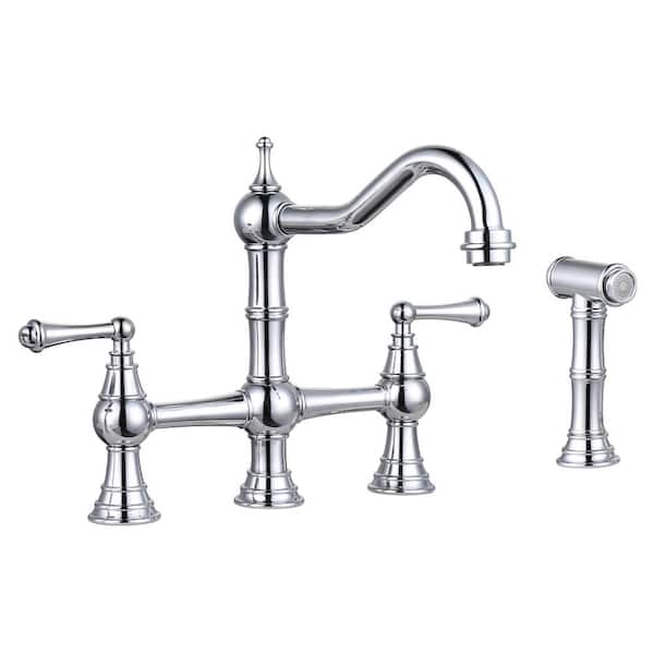 ARCORA Double-Handle Bridge Kitchen Faucet with Side Sprayer in ...