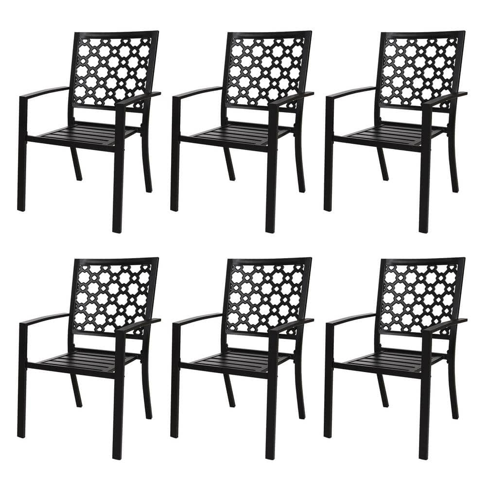 Cisvio Metal Outdoor Dining Chairs Set of 6 Patio Bistro Chairs with