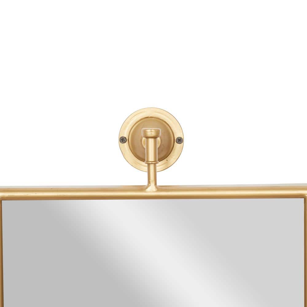 Rustic Gold & Wood Rectangular Wall Mirror 14" x 28"